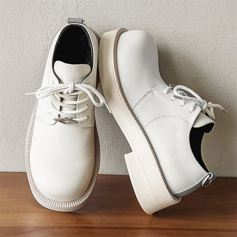 White Classic Leather Derby Shoes