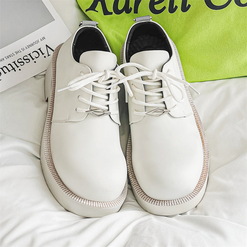 White Classic Leather Derby Shoes