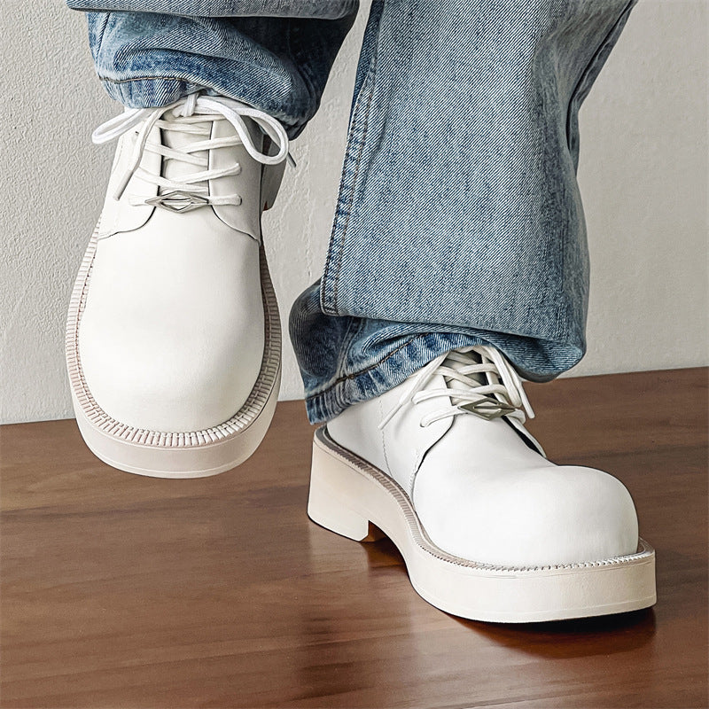 White Classic Leather Derby Shoes