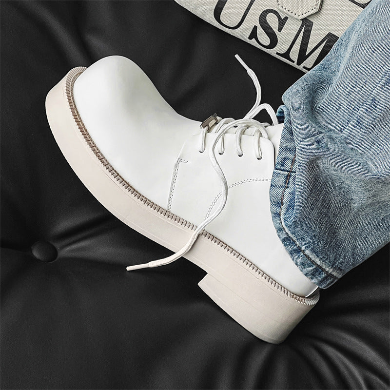 White Classic Leather Derby Shoes